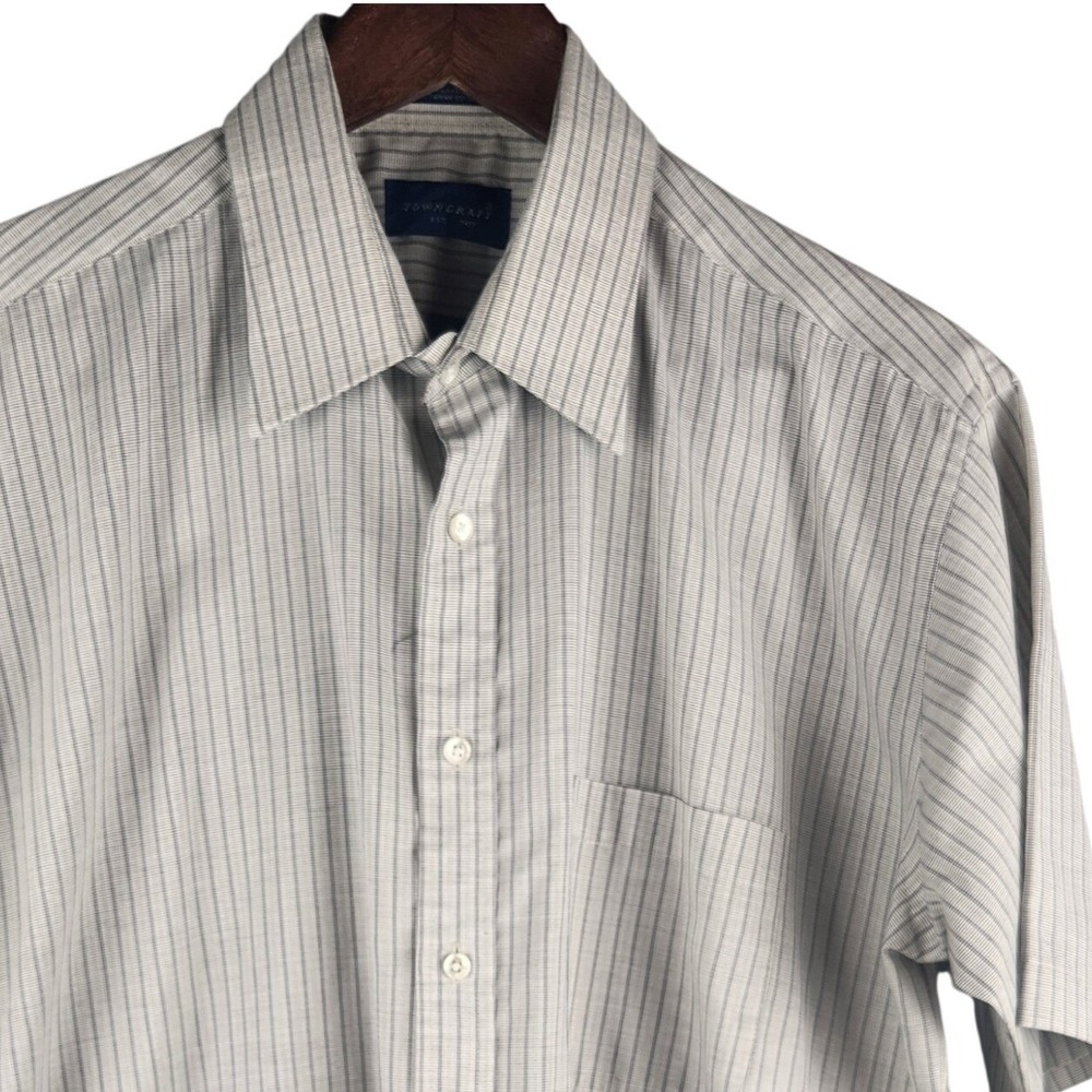 Towncraft Vintage Men's Button Down Wrinkle Free Broadcloth Shirt Size XL 16